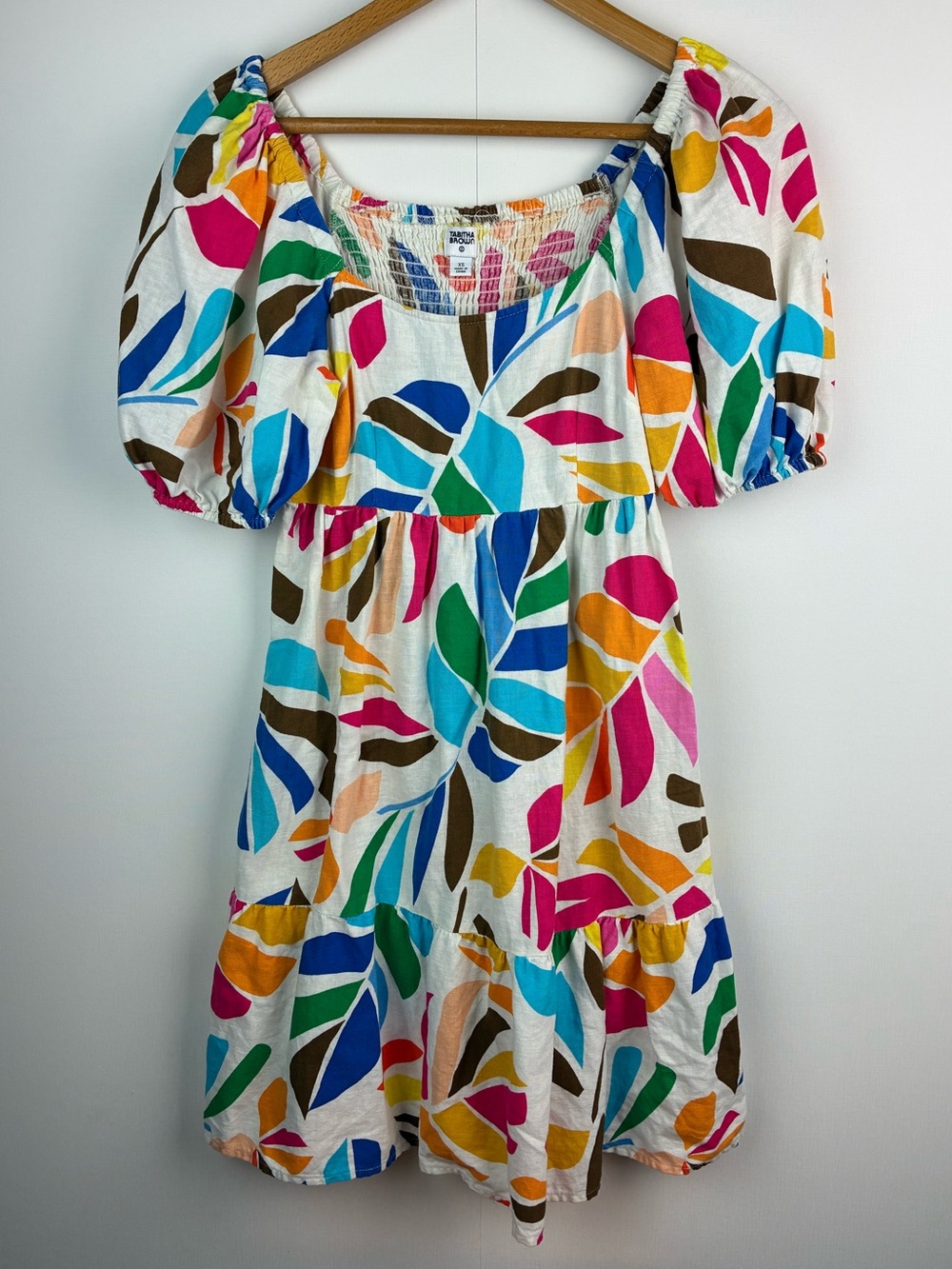 Tabitha Brown X Target multicolor botanical print puff sleeve mini dress size XS